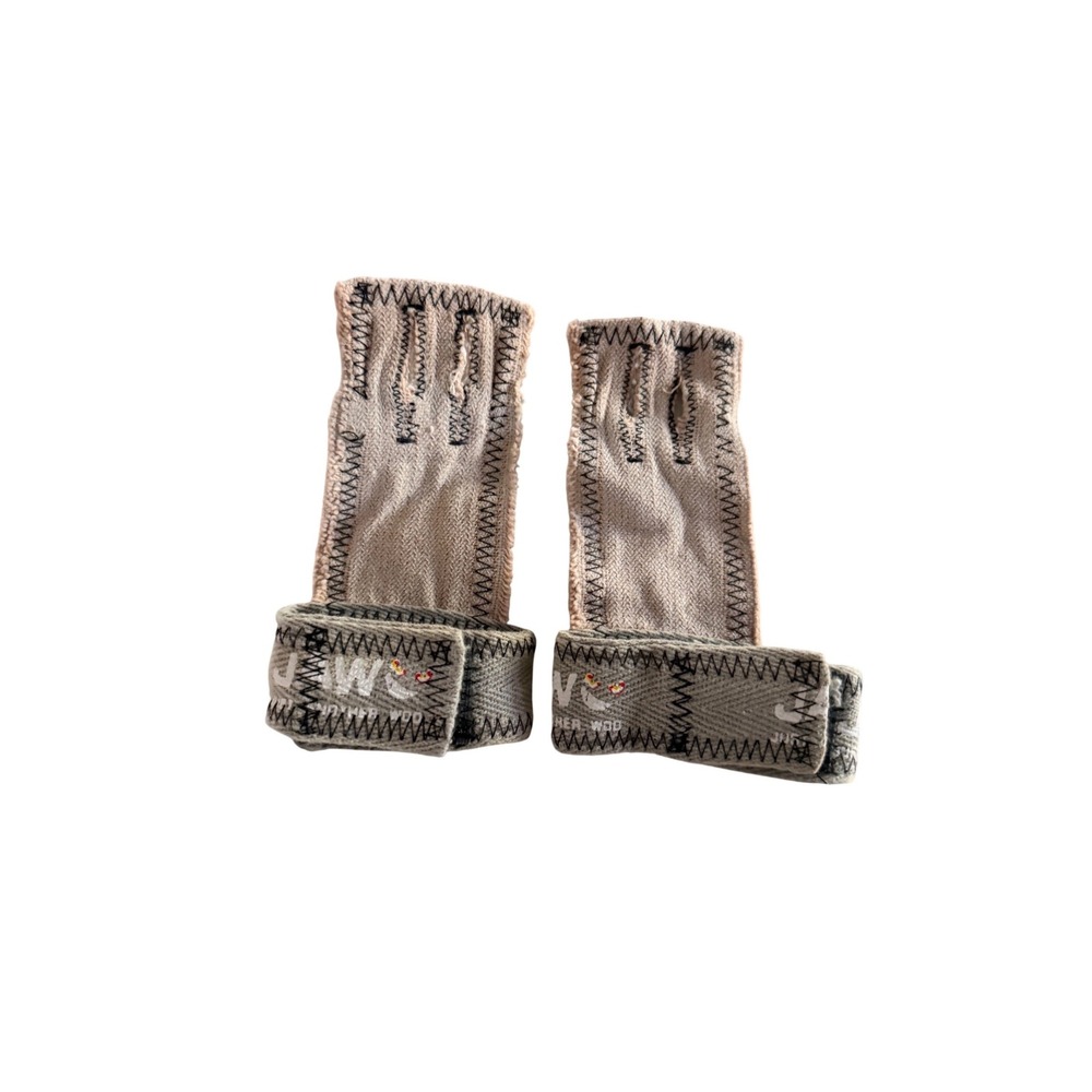 JAW Just Another WOD Pull Up Grips Tan Grey 3-Finger Hand Protectors Small